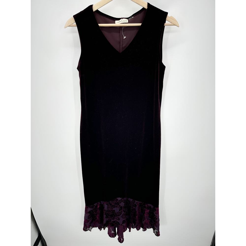 Y2K Purple Maxi Velvet Dress Size M Floral Sleeveless Whimsigoth Dark Grunge